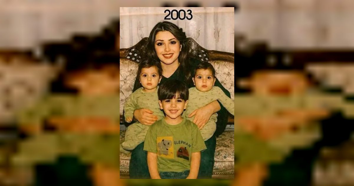 ام تنشر صورتها مع اولادها وهم في عام 2003 .. وبعدها نشرت صورتها معهم في عام 2025 .. مش هتصدقوا اللي هتشوفوا ابدا !!  شوفوا الصورة بتاعت 2025 في أو.ل تعـ.ـليق