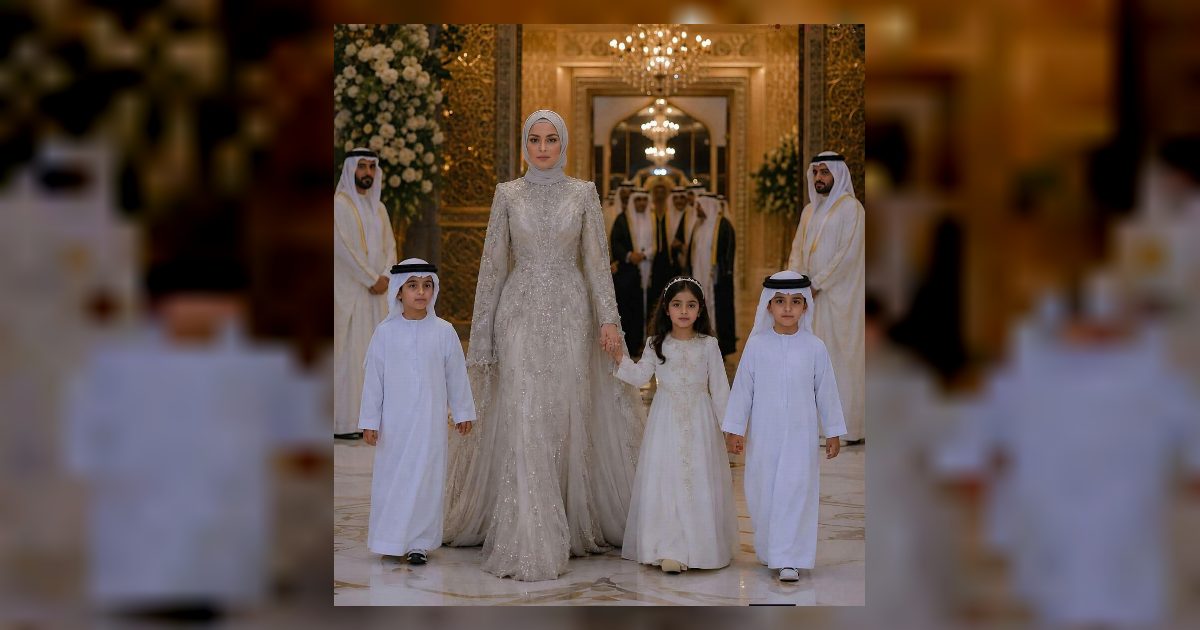 ظهرَت بأطفاله الثلاثة وسط زفافه الأسطوري